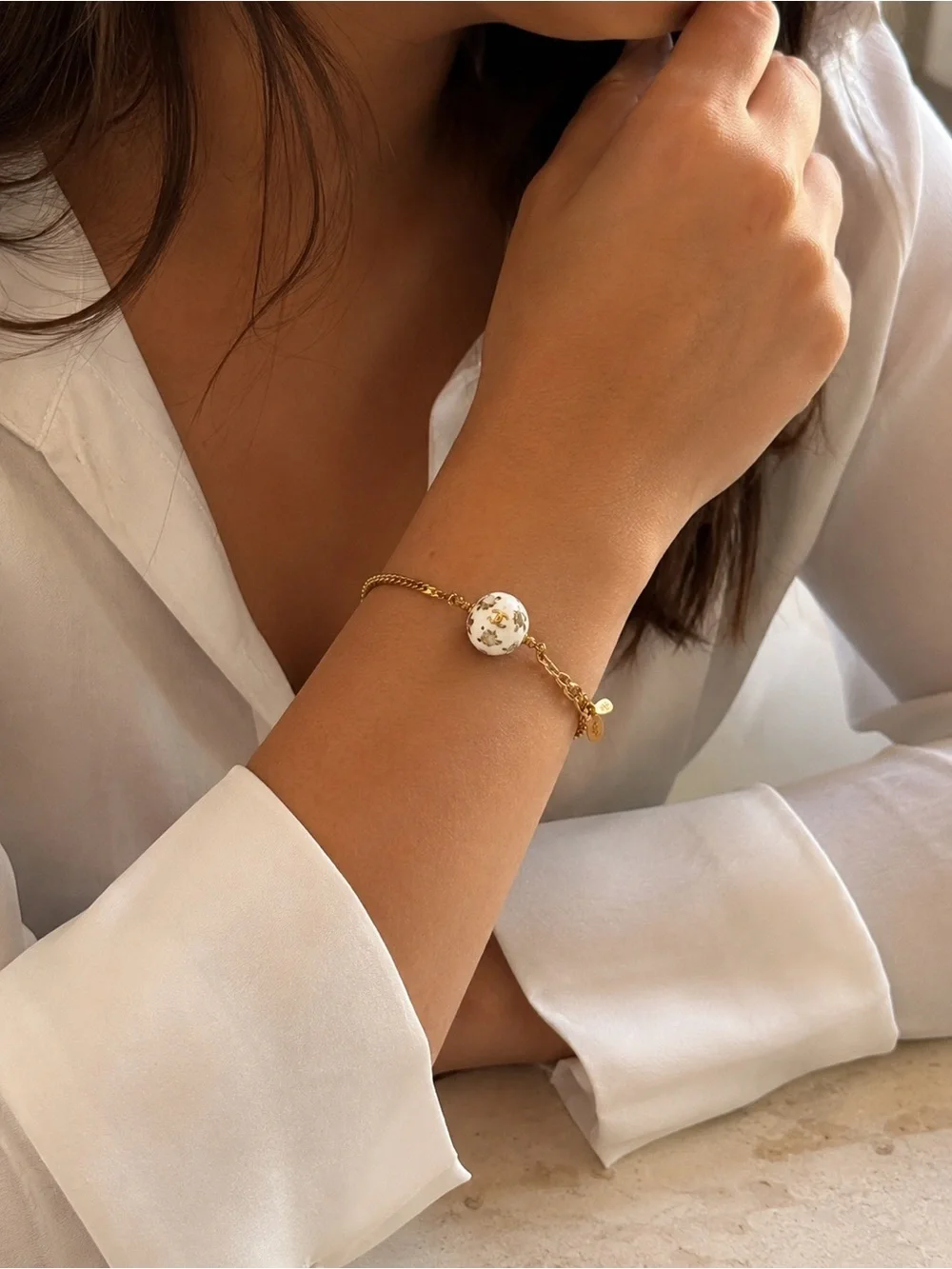 Chanel Vintage Coco Mark 98P Soccer Ball Charm Bracelet